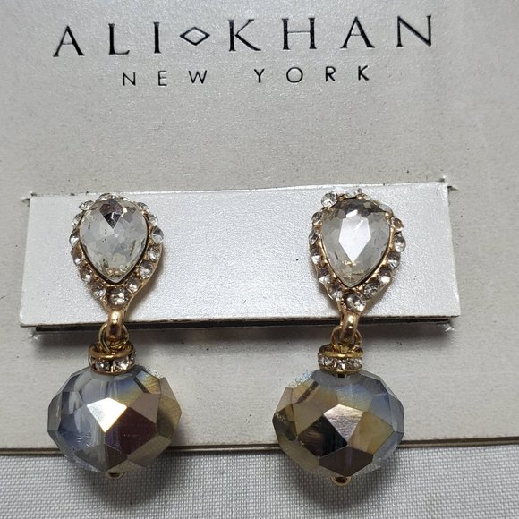 Ali Khan Hematite faceted glass bead with gold and rhinestone pierced … - Picture 12 of 12